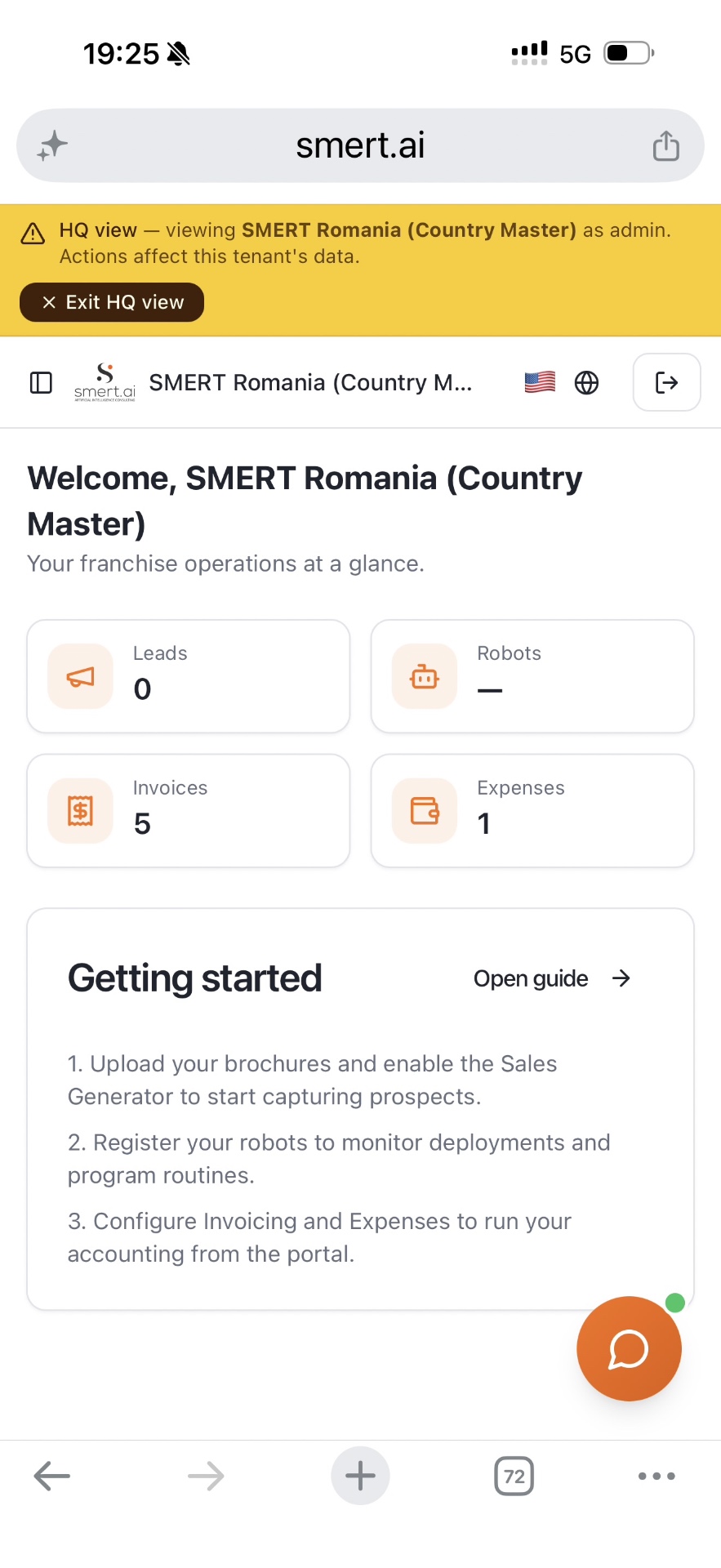 smert.ai portal navigation on mobile
