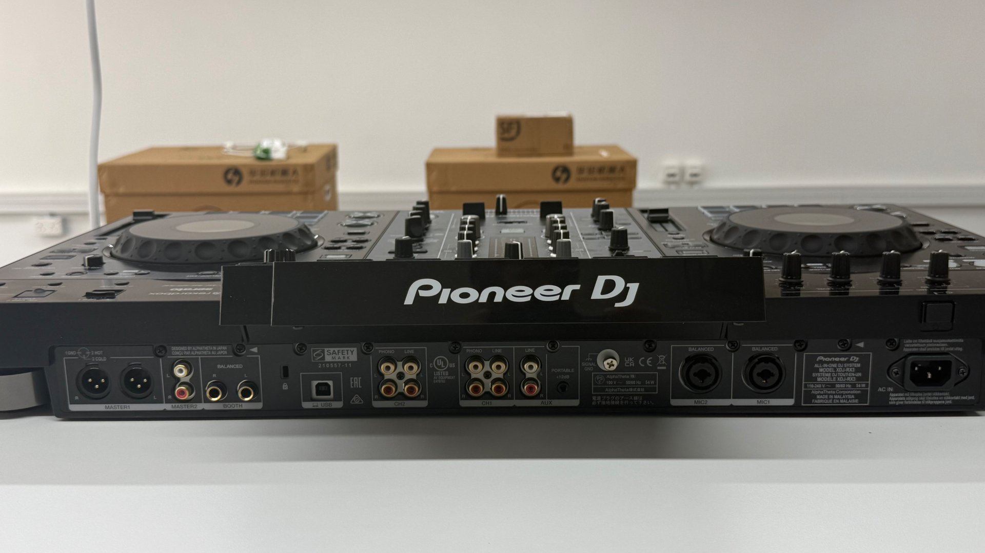 Rear connection panel of the DJ console