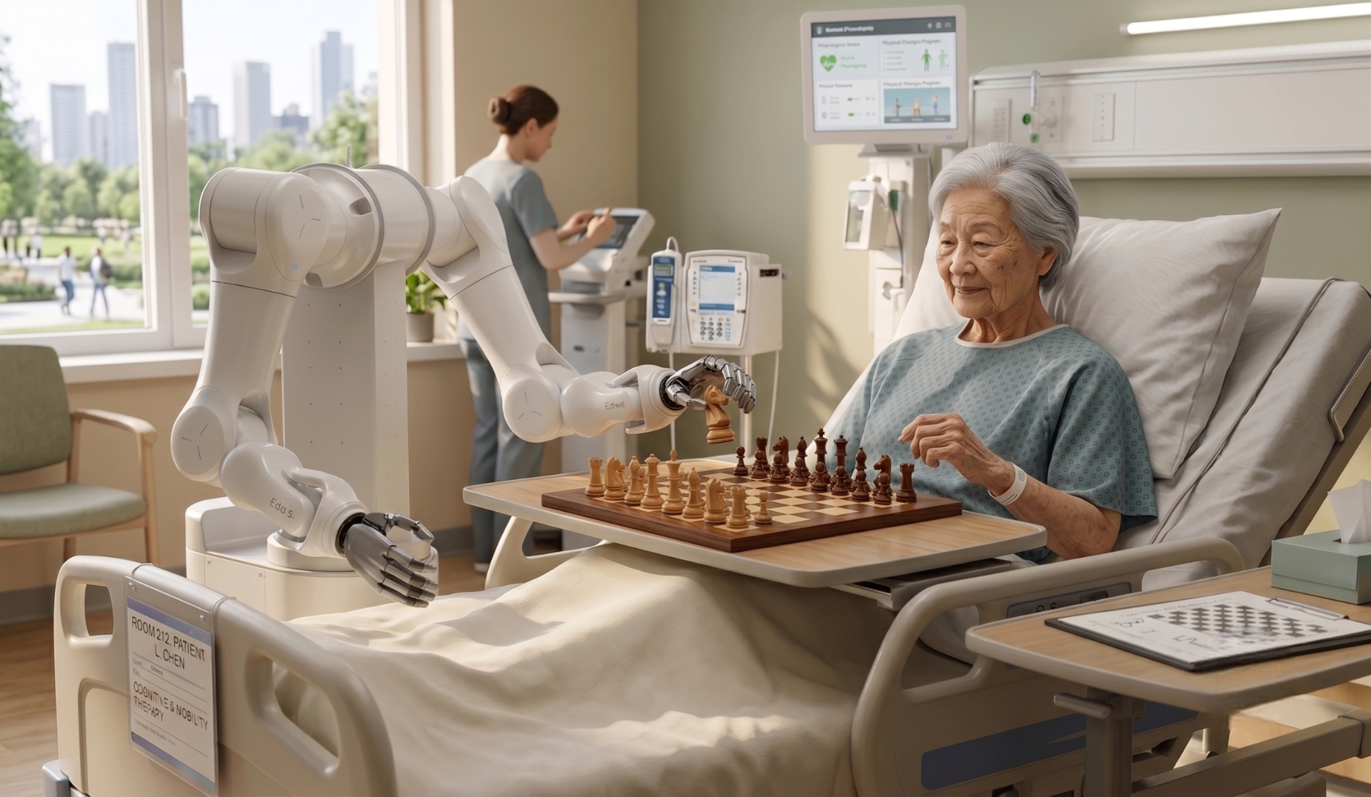 SMERT Cobot playing chess with an elderly patient β cognitive stimulation and companionship