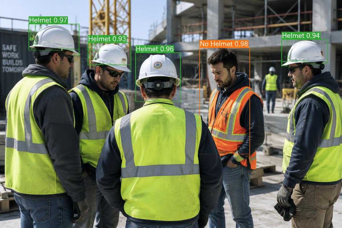 Construction Guard: Helmets and hi-vis vests