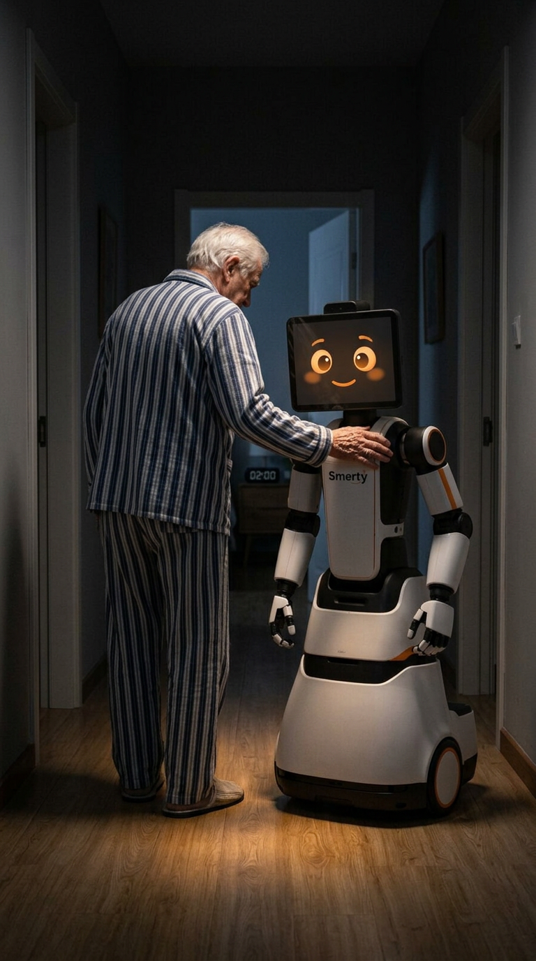 Concept: Smerty at 02:00, Company for Grandpa's late-night stroll