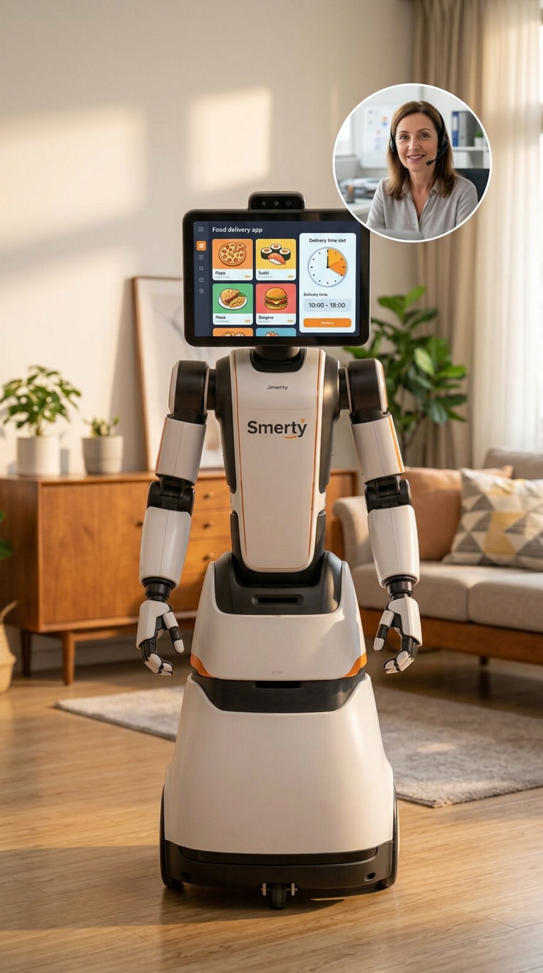 Concept: Smerty at 10:00, Lunch, ordered from its screen